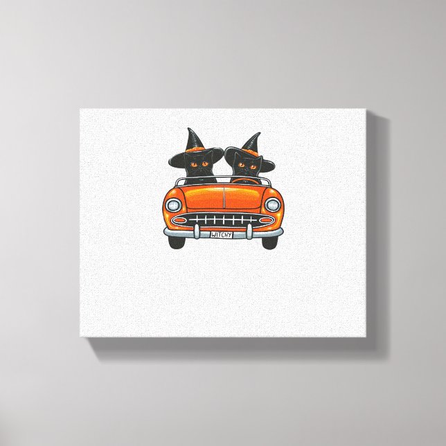 Halloween Witchy Cats Classic T-Shirt Canvas Print (Front)