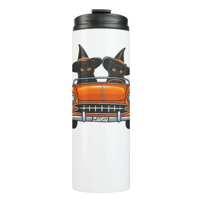 Halloween Witchy Cats Classic T-Shirt Thermal Tumbler (Front)