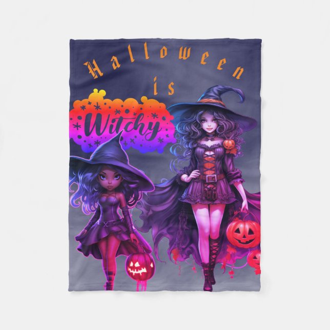 Halloween witchy Fleece Blanket (Front)
