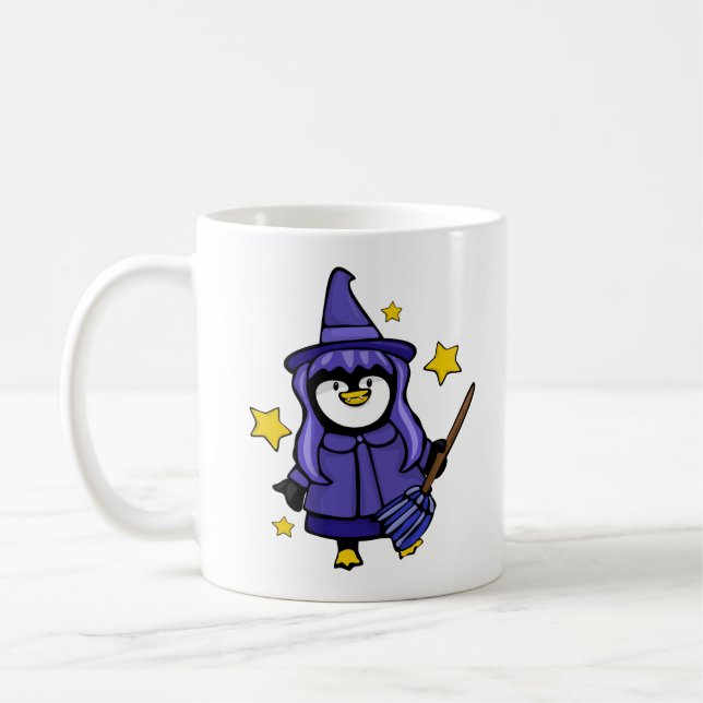Halloween Witchy Penguin Coffee Mug (Left)