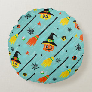 Halloween Witchy Seamless Theme Round Cushion