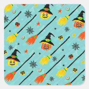 Halloween Witchy Seamless Theme Square Sticker