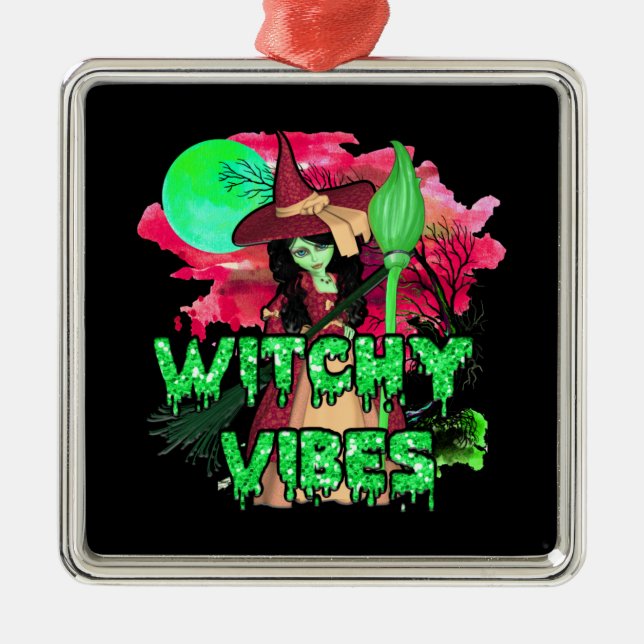 Halloween Witchy Vibes Metal Tree Decoration (Front)