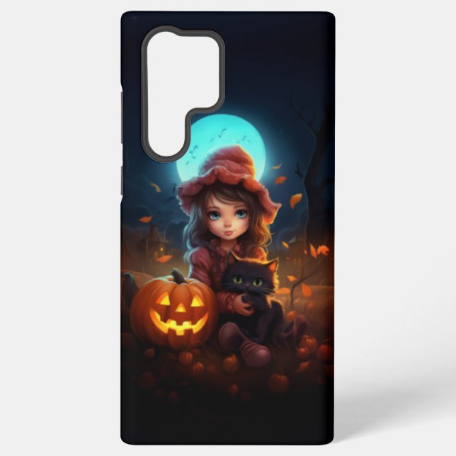 Halloween with cut catto in my s23/s23+  samsung galaxy s22 ultra case (Back)