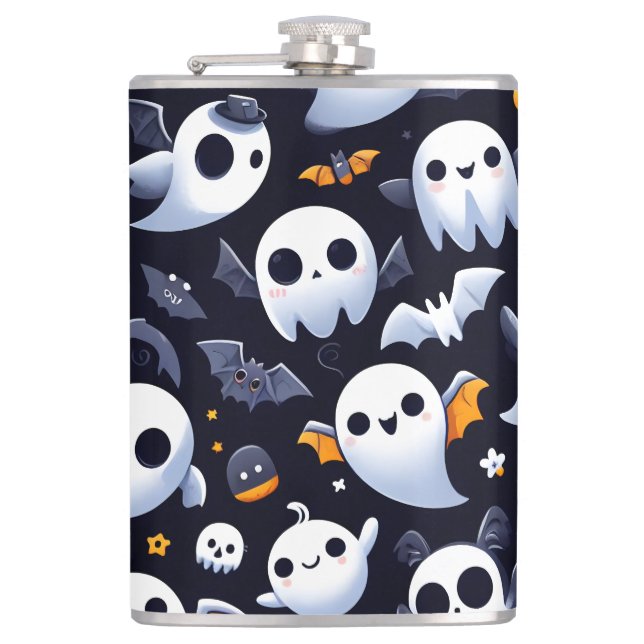 Halloween with cute ghost hip flask (Front)