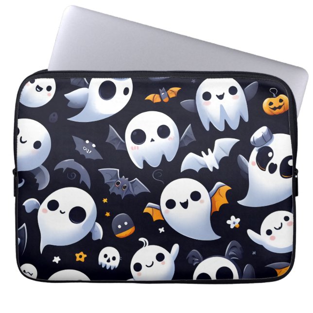 Halloween with cute ghost laptop sleeve (Front)