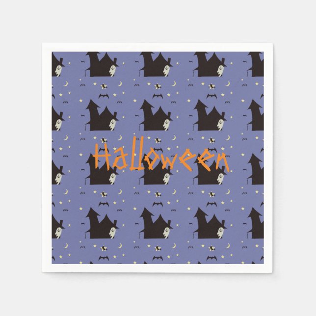 Halloween with ghosts witches and bats napkin (Front)