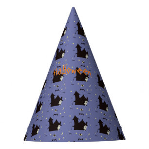 Halloween with ghosts witches and bats party hat