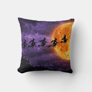 Halloween with Moon and Witch Cushion