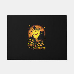 Halloween with Moon Pumpkins Bats Spiders And Scar Doormat