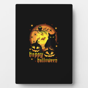 Halloween with Moon Pumpkins Bats Spiders And Scar Plaque