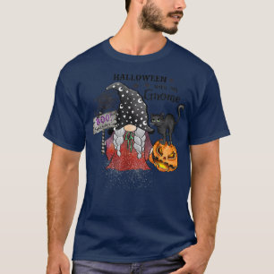 Halloween With My Gnomes, Pumpkin Black Cat Hallow T-Shirt