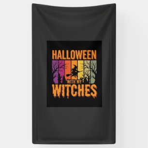 Halloween With My Witches Retro Sunset Banner