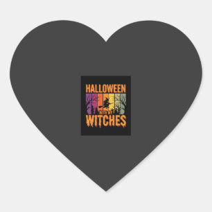 Halloween With My Witches Retro Sunset Heart Sticker