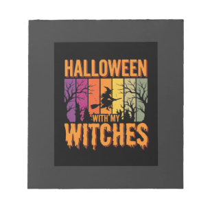 Halloween With My Witches Retro Sunset Notepad