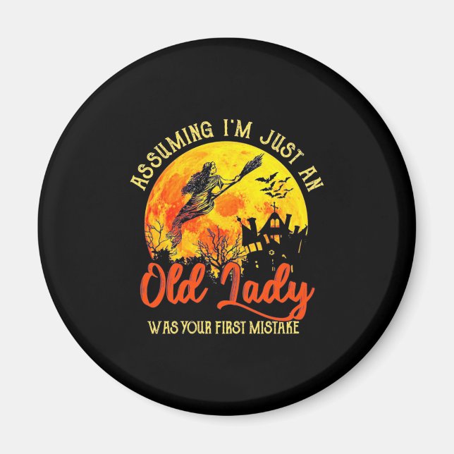 Halloween With Old Lady Magnet (Front)