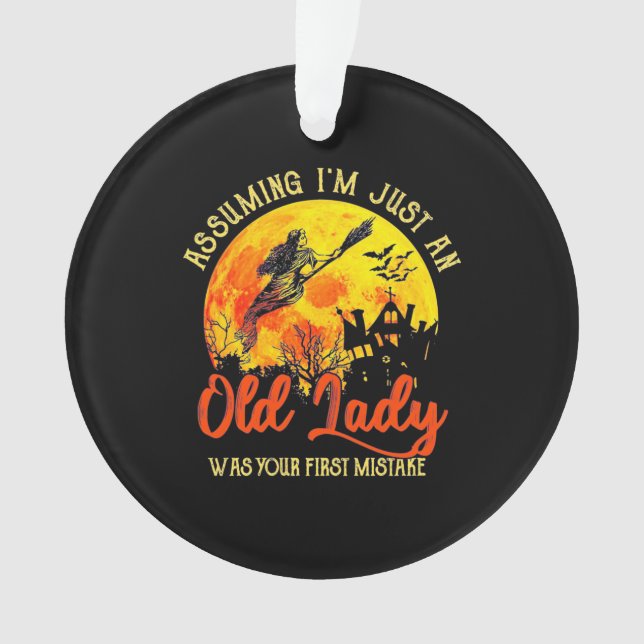 Halloween With Old Lady Ornament (Front)