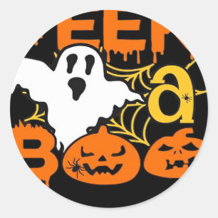 Halloween With Pumpkins Peekaboo Classic Round Sticker