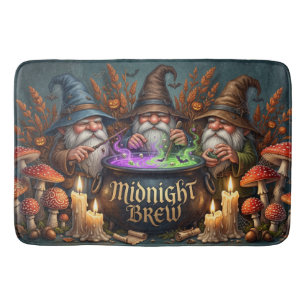 Halloween Wizard Gnomes Midnight Brew Cauldron Bath Mat
