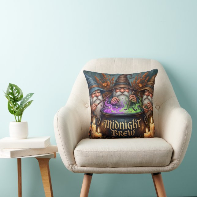 Halloween Wizard Gnomes Midnight Brew Cauldron Cushion (Chair)