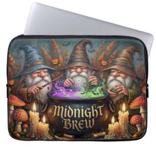 Halloween Wizard Gnomes Midnight Brew Cauldron Laptop Sleeve