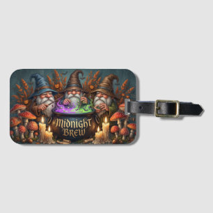 Halloween Wizard Gnomes Midnight Brew Cauldron Luggage Tag