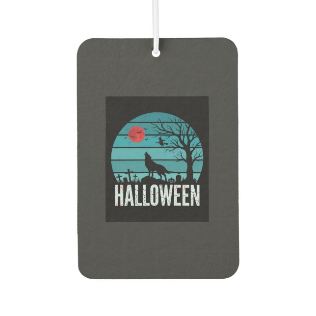 Halloween Wolf Graveyard Moon Vector Car Air Freshener (Front)