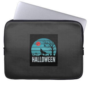 Halloween Wolf Graveyard Moon Vector Laptop Sleeve