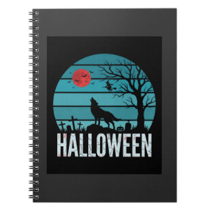 Halloween Wolf Graveyard Moon Vector Notebook