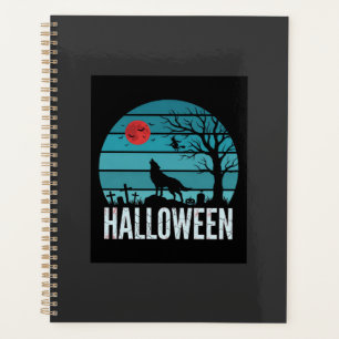 Halloween Wolf Graveyard Moon Vector Planner