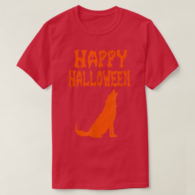 Halloween Wolf Hallow Graveyard Pumpkin Dead Creep T-Shirt (Design Front)