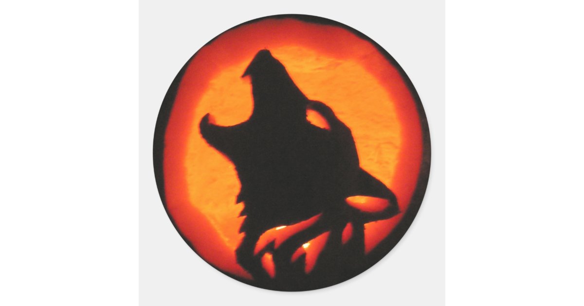 Halloween Wolf Howling Classic Round Sticker | Zazzle