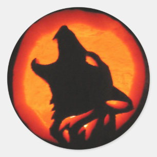 Halloween Wolf Howling Classic Round Sticker