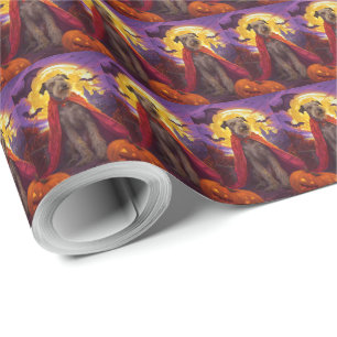 Halloween Wolfhound Vampire Pumpkins Scary Wrapping Paper