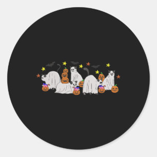 Halloween Women Cat Ghost Embroidery Effect Desig Classic Round Sticker