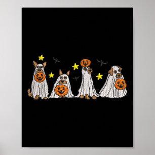 Halloween Women Ghost Dog Embroidery Effect Desig Poster