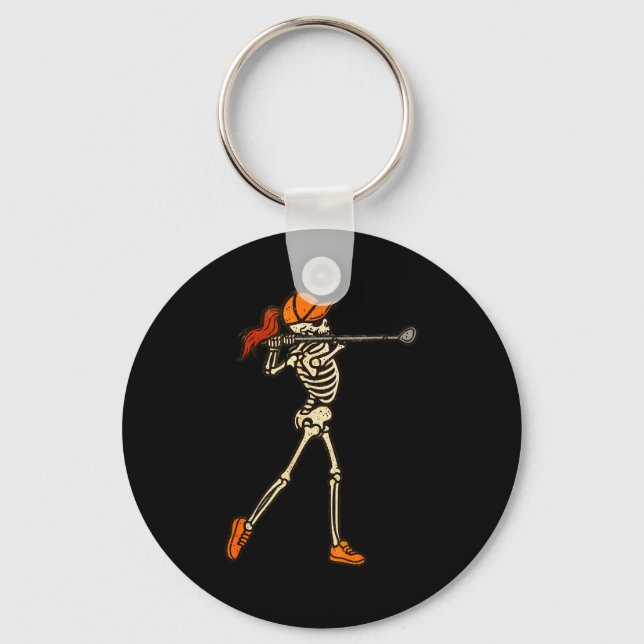 Halloween Women Golf Skeleton Funny Golf Halloween Key Ring (Front)