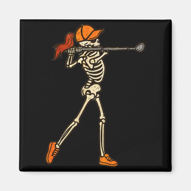 Halloween Women Golf Skeleton Funny Golf Halloween Magnet (Front)