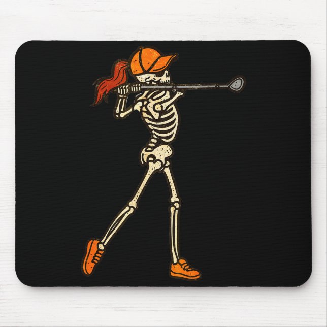 Halloween Women Golf Skeleton Funny Golf Halloween Mouse Mat (Front)