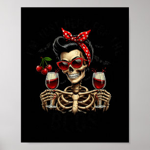 Halloween Women I'm Just Here For The Boos Wine Sk Poster