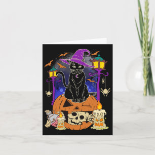 Halloween Women Men Kids Halloween Black Cat Pumpk Card