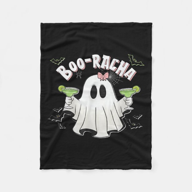 Halloween Women's Ghost Boo Racha Funny Margarita  Fleece Blanket (Front)