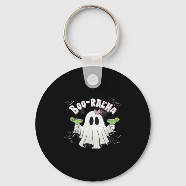 Halloween Women's Ghost Boo Racha Funny Margarita  Key Ring (Front)