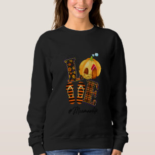 Halloween Womens Mum Love Meemaw Life Pumpkin Oran Sweatshirt