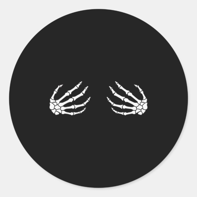 Halloween Women's Skeleton Hand  Classic Round Sticker (Front)