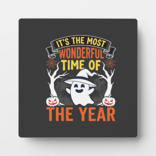 Halloween Wonderful Time Ghost and Pumpkin Vintage Plaque