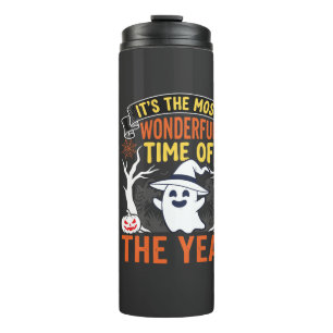 Halloween Wonderful Time Ghost and Pumpkin Vintage Thermal Tumbler