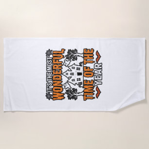 Halloween Wonderful Time Of Year Vintage Shirt Des Beach Towel