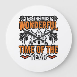 Halloween Wonderful Time Of Year Vintage Shirt Des Large Clock