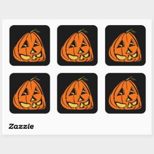 Halloween Wonky Pumpkin Square Sticker